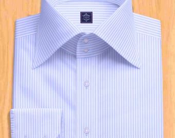 Light Blue Striped Dress Shirt: Pima Cotton Royal Oxford, Slim Fit