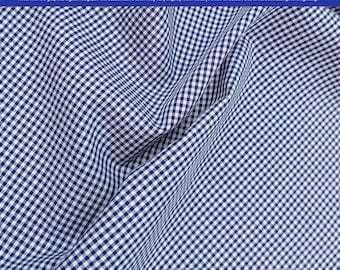 Tela de algodón vichy azul y blanca cortada a medida - Cuadros clásicos estilo vichy