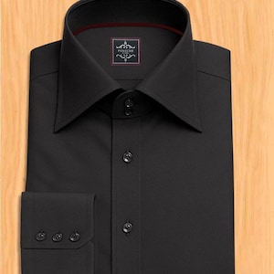Black men&#39;s dress shirts | High collar Dress Shirt | Mens black business shirt | Black shirt dress man | Black custom dress shirt