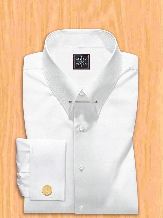 Giza Cotton Pin Collar Dress Shirt - Panache Bespoke - Wrinkle Resistant