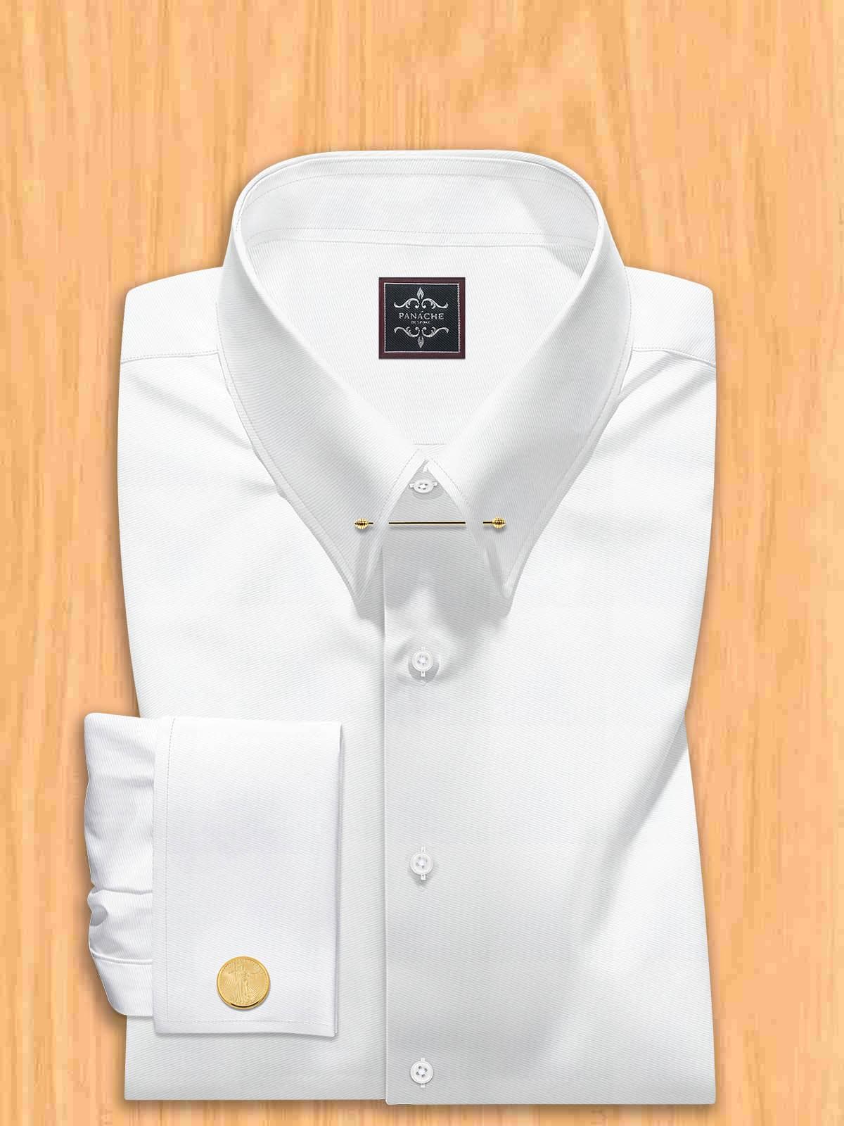 pin collar dress shirt Giza Cotton Pin Collar Dress Shirt - Panache Bespoke - Wrinkle Resistant