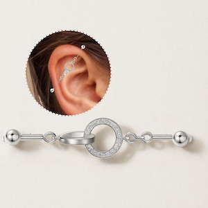 Hoop Industrial Piercing • Titanium Circular Barbell • Bold & Modern Cartilage Jewelry • Edgy Ear Piercing • Hypoallergenic • Gift for Her