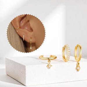 Triple Piercing Set • Hoop Conch & Cartilage Earrings • Vertical Rook • Dainty Studs • Ear Stack Set • Multi Piercing Jewelry