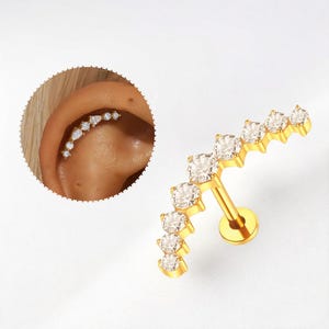 Helix Piercing Jewelry • Argent or Gold Cartilage Earring • Modern & Sleek Design • Compatible with Rook, Daith, Conch • High Quality Finish
