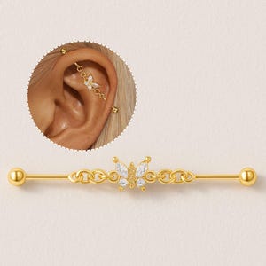Butterfly Industrial Piercing • Titanium Barbell Earring • Elegant and Durable Cartilage Jewelry • Stylish & Hypoallergenic • Gift for Her