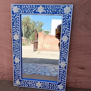 Bone Inlay Mirror, Handmade mirror Frame Wooden Modern Floral Pattern Furniture