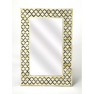 Handmade Bone Inlay Wall Mirror – Rectangle Frame | Decorative Vanity Mirror for Bathroom, Entryway, Bedroom