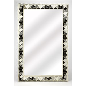 Handmade Bone Inlay Wall Mirror – Rectangle Frame | Decorative Mirror for Bathroom, Entryway, or Bedroom