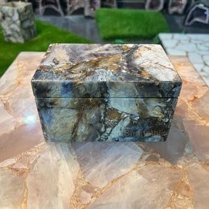 Handmade Jewellery Box, Storage Box, Purple chalcedony Stone Home Decorative