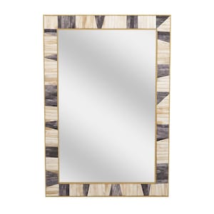 Handmade Bone Inlay Wall Mirror – Rectangle Frame | Decorative Mirror for Bathroom, Entryway, or Bedroom