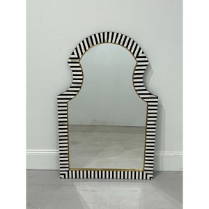 Bone Inlay Mirror – Handmade Wall Frame Striped for Living Room, Vanity, or Hallway Décor