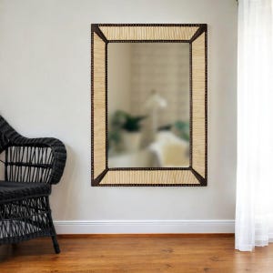 Handmade Bone Inlay Mirror- Henley Wood Pattern Entryway, Bathroom, or Living Room Décor