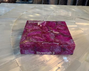 Boîte à bijoux, boîte de rangement en agate rose, cadeaux occasionnels, décoration intérieure