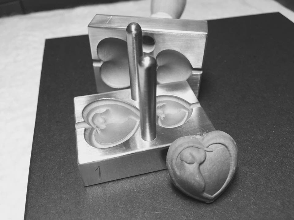 Puppy Dog Heart Duo - Lampwork Press for Art Glass and Polymer Clays
