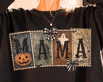 Halloween Stamp PNG, Vintage Halloween Collage, Retro Spooky Sublimation Design, Pumpkin Ghost PNG, Gothic Distressed Digital Download