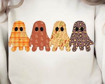 Floral Ghost Patchwork PNG: Halloween-sublimatieontwerp (digitale download)
