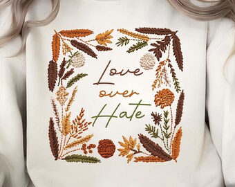 Retro Fall Design PNG: Faux Embroidery Flowers, Pumpkin Season (Digital Download)