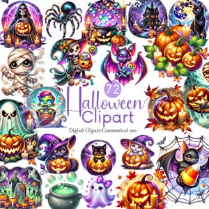 Halloween design bundle, Pumpkin clipart, Cute ghost clipart, Halloween clip art, watercolor clipart, Spooky png, commercial use