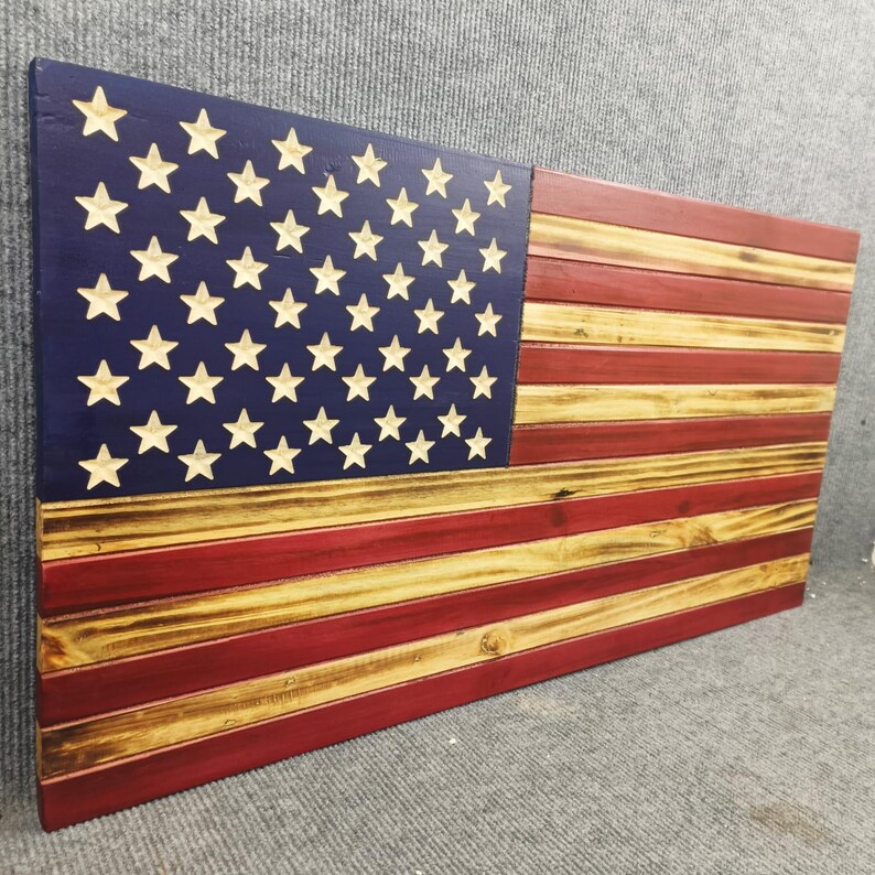 Handcrafted Wooden American Flag Wall Art – Rustic USA Patriotic Home ...
