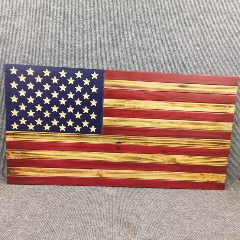 Handcrafted Wooden American Flag Wall Art – Rustic USA Patriotic Home ...