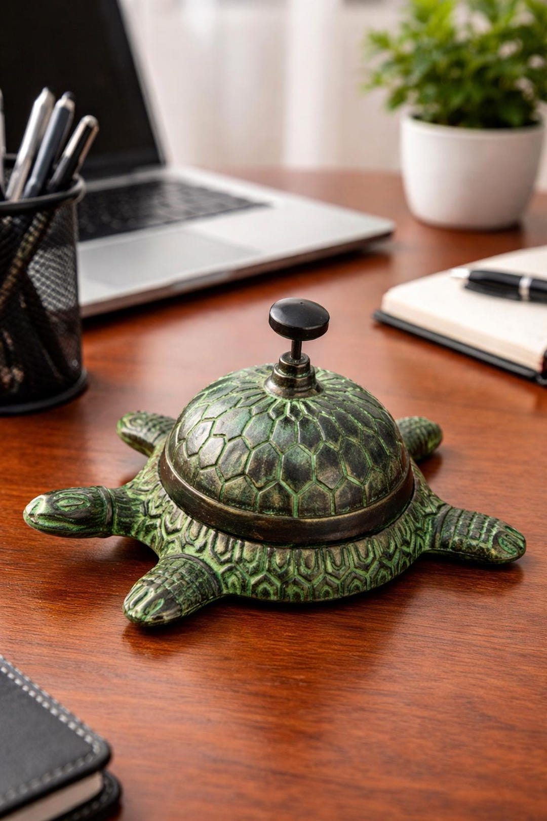 Desk Ringer Vintage Style Turtle Bell - Green Patina Cast Aluminum Desk Ringer - Etsy