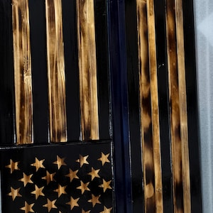 Rustieke dunne blauwe lijn Amerikaanse vlag gemaakt van hout en metaal Politieagent geschenken Wetshandhaving geschenken Pensioen afstuderen 36 inch