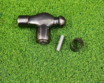 Manico per bastone da passeggio nautico a forma di martello, nero antico, 11 cm