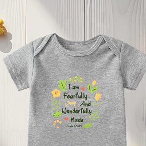 Psalm 139:14 Baby Personalized Bodysuit, Fearfully and Wonderfully Made Christian Outfit, Christian Biblical Words, Cute Clothes for Newborn