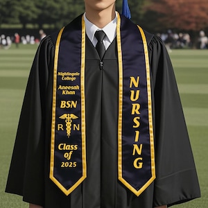 Personalized Graduation Stole: Nursing RN BSN Caduceus - Custom College Sash