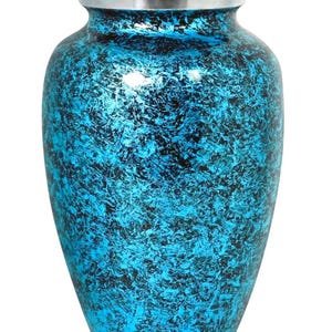 Blue & Black Marble Cremation Urn for Human Ashes Large Adult Funeral Urn Handcrafted Metal Memorial Urn Ashes Urn for Burial or Keepsake