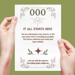 Set de 10 cartas imprimibles de números angelicales (000, 111.. 999) – Afirmaciones espirituales y mensajes canalizados | Descarga PNG retro