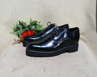 Handmade Black Leather Elevator Shoes: Height Increasing Formal Dress Shoes