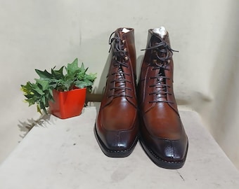 Handmade Leather Height Increasing Boots: Men's Formal Elevator Shoes