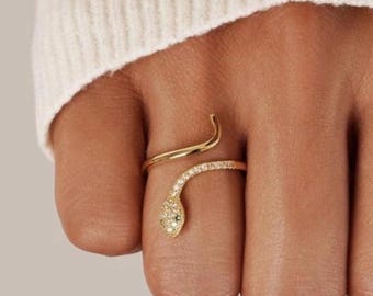 Adjustable Snake Ring - Chunky Antique Ring - Statement Unique Jewelry