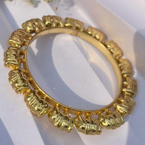 Gold Elephant Bangle Bracelet: Indian Kundan Style Kada