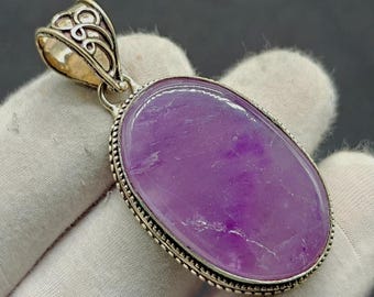 Vintage Sterling Silver Amethyst Pendant: Boho Healing Jewelry