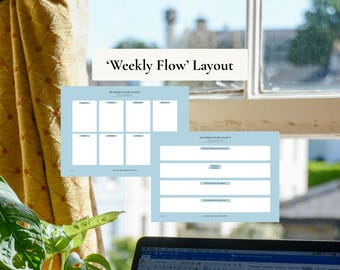 Weekly Flow Planner Template, Printable, Digital, Mindful Productivity, Calm Life Organizer for Focus, Flow and Clarity