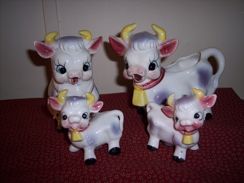 Vintage Cow Creamer Sugar Salt and Pepper shakers Japan Etsy