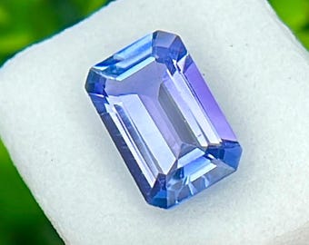 6 x 4 mm Natürlicher Tansanit facettierter loser Edelstein: Smaragdschliff, 0,55 cts, # TZ202