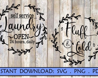Self-Serve Laundry Sign Laundry Open 24 Hours | Farmhouse Rustic Laundry room decor