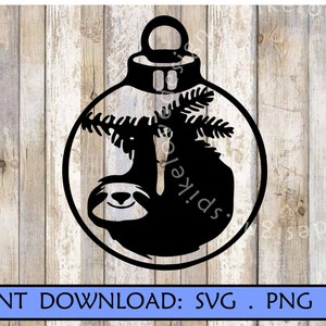 Christmas Sloth SVG Sloth Holiday Ornament SVG Sloth Christmas Ornament Svg cute sloth eco earth friendly christmas design Cricut Cut File