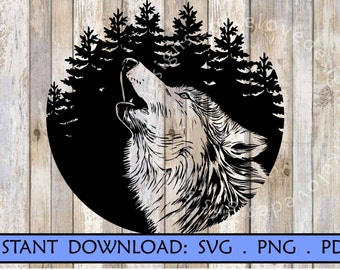 Wolf Svg Design File Wolf Cricut Design File Wolf Outline Decal Wolf Clipart Wild Wolf SVG Wolf SVG Cut File Wolf PNG WS261