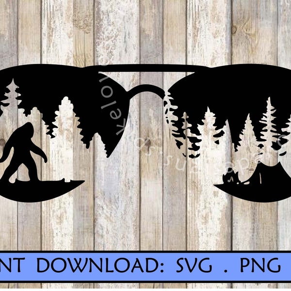 Sasquatch Sunnies SVG Sasquatch SVG Sunglasses Svg Yeti svg Camping clipart Bigfoot Cricut Cut File Sasquatch Bigfoot Yeti adventure design