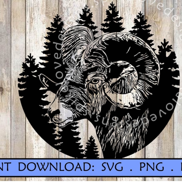 Big Horn Sheep SVG Mountain Goat Design svg png pdf