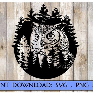 Eule SVG Bartkauz SVG Wald SVG Natur svg Jagd svg Camping Clipart Herbst Tierwelt Design Cricut Cut Datei Wald Birds of Prey