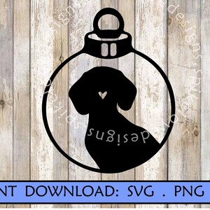 Dachshund Christmas Ornament SVG Wiener Dog Silhouette Ornament SVG Dog Ornament Svg Dachshund Dog Design Cutfile Cricut Christmas craft