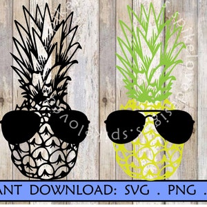 Pineapple with Sunglasses SVG PNG PDF digital download