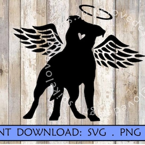 Pitbull Angel Wings SVG Staffordshire Terrier Bully Breed Dog Design Dog Pet Memorial Pet Loss Dog Lover svg png pdf digital clipart