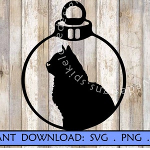 Cat Christmas Ornament SVG Kitten Silhouette Ornament SVG Cat Ornament Svg Design Cutfile Cricut Christmas craft