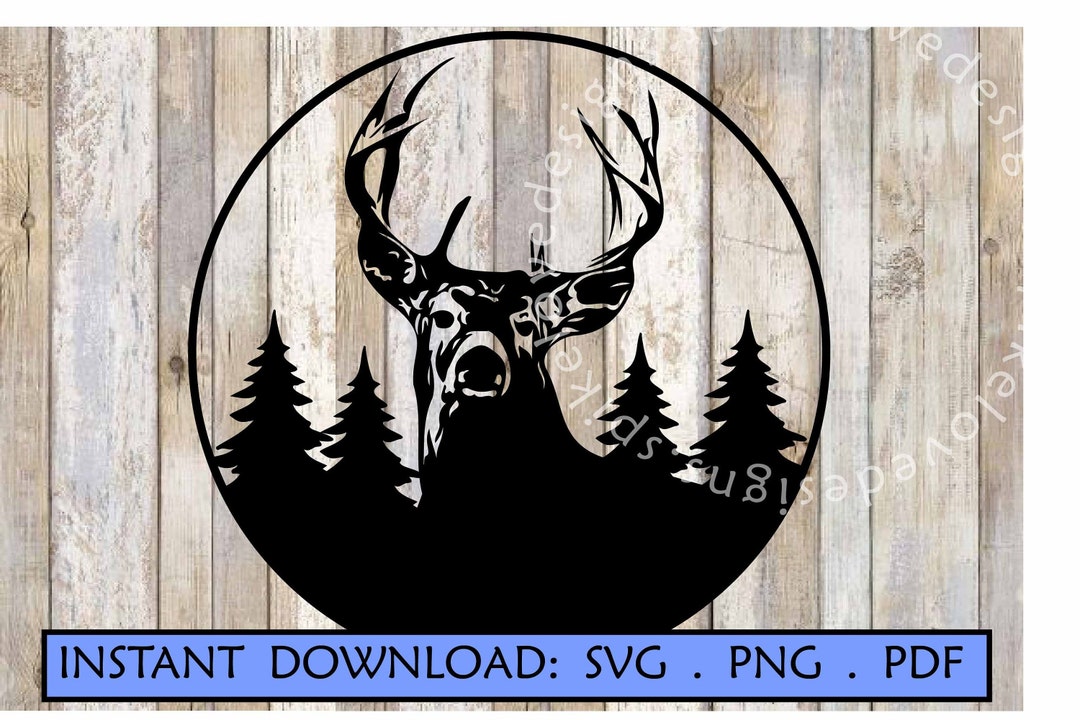 Deer in the Woods Svg Buck Hunting Svg Camping Clipart Woodland Animal ...